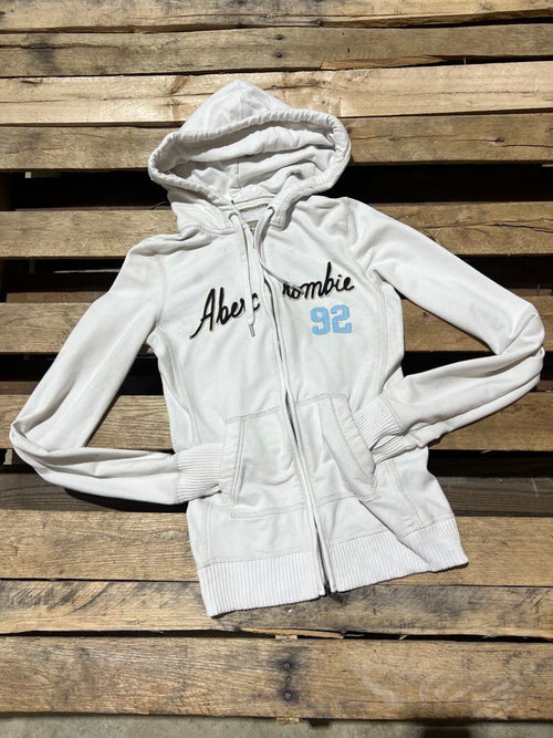 "KC" Ivory Abercrombie and Fitch Hoodie Size: S