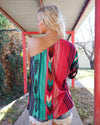 “KC” Serape Aztec One Shoulder Top Size: - The Lace Cactus