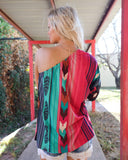 “KC” Serape Aztec One Shoulder Top Size: - The Lace Cactus