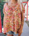 “KC” Fall Color Floral Top Size: - The Lace Cactus