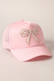 Pink & Pearls Rhinestone Bow Patch  Trucker Hat