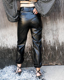 Betsy Black PU Leather Pants - The Lace Cactus