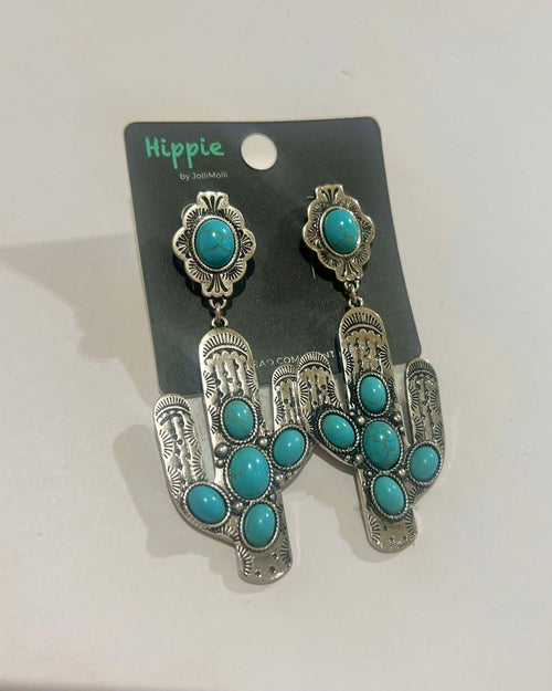 Cactus Turquoise and Gun Metal Earrings