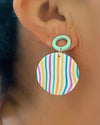 Striped Round Post Earrings