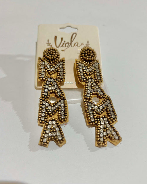 Rhinestone Seed Bead Mama Earrings