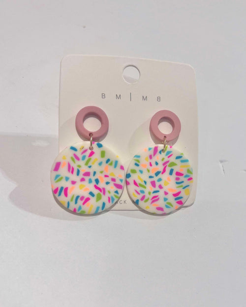 Rainbow Speck Round Post Earrings