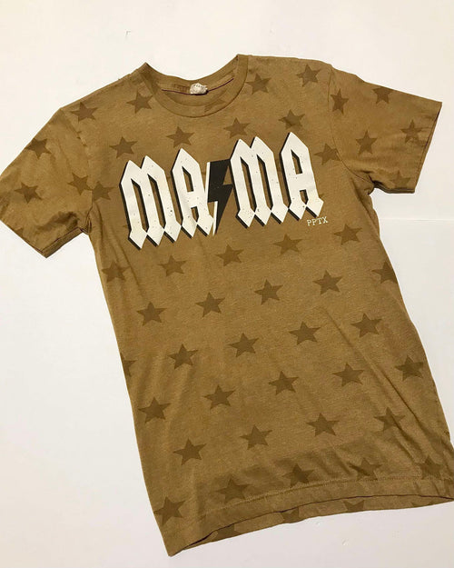 "KC" Brown "MAMA" w/ Stars Graphic Tee Size:SM