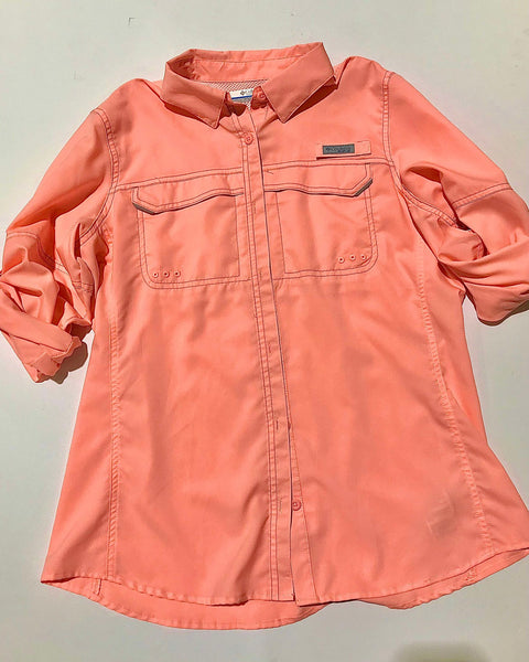 "KC" Light Coral Columbia Button Up Top:L