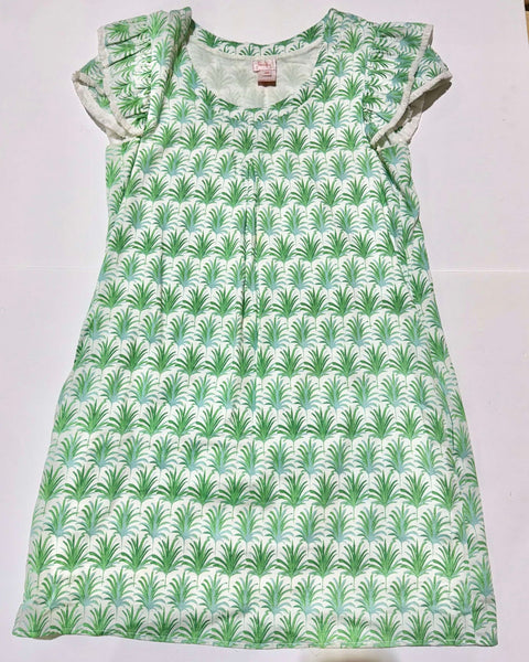 "KC" Pensifor Green Palm Leaves Dress: XS