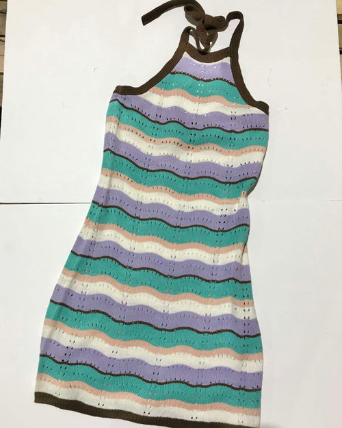 "KC" Justify Lavender/Aqua/ Brown Knit Dress: SM