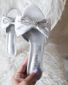 Princess White & Silver Rhinestone Bow Heel - The Lace Cactus