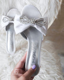 Princess White & Silver Rhinestone Bow Heel - The Lace Cactus