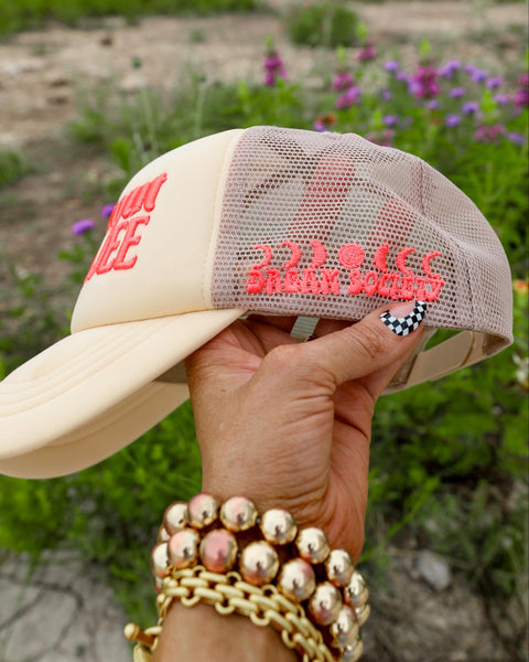 Cream "Burnout Boujee" Trucker Hat - The Lace Cactus