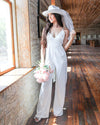 Goddess Off-White Satin Jumpsuit - The Lace Cactus