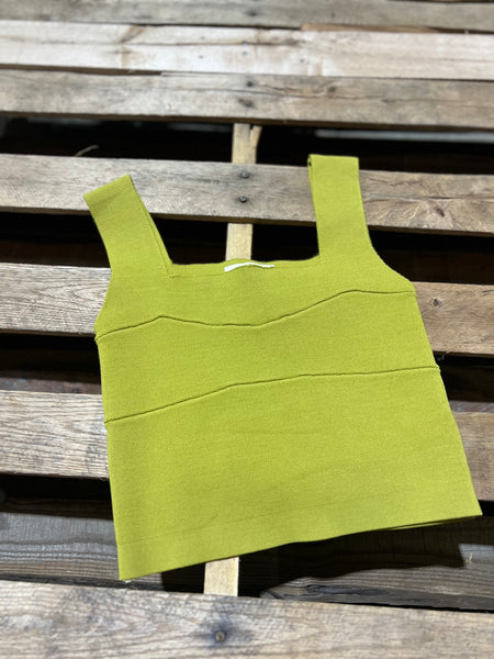 "KC" Chartreuse Wide Strap Brami Tank Top (Listicle) Size: S