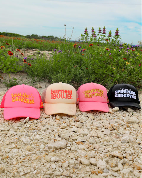 Hot Pink "Trust The Universe" Trucker Hat - The Lace Cactus