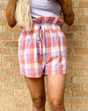 “KC” English Factor Pink & Purple Plaid Paper Bag Shorts Size: XS - The Lace Cactus