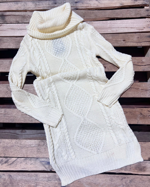 "KC" Cream Turtleneck Cable Knit Dress (BAIBOA) Size: S