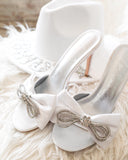 Princess White & Silver Rhinestone Bow Heel - The Lace Cactus