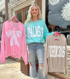 Pink Big BOW Ribbed Oversized Sweatshirt