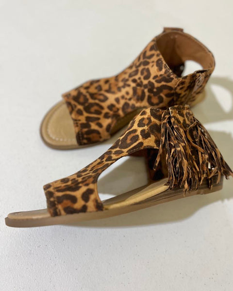 Not Rated Leopard Jas Fringe Sandals