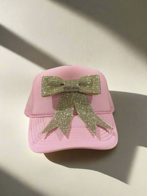 Custom Silver Bow Pink Trucker Hat