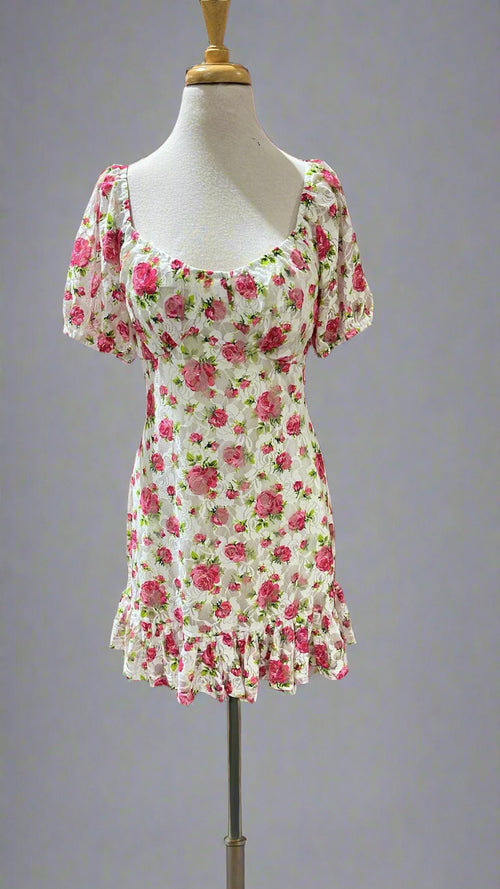"KC" Betsey Johnson Rose Print Lace Dress: Medium