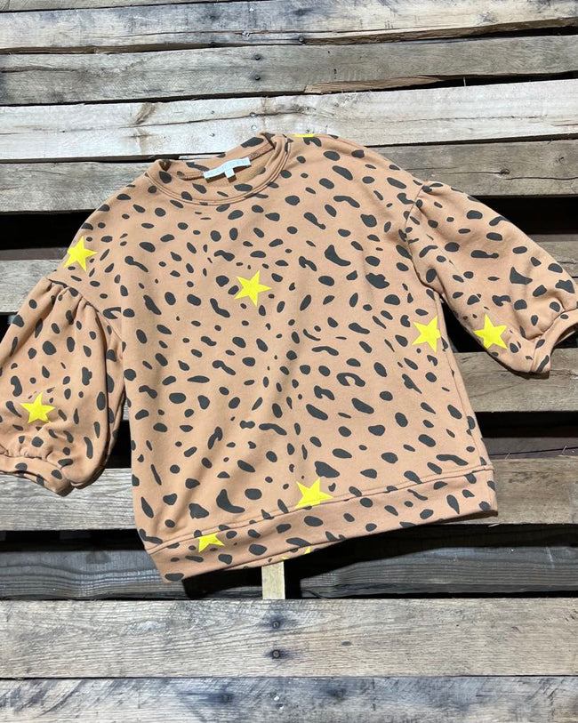 "KC" Leopard Star Sweatshirt (Karlie) Size: S