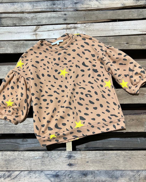 "KC" Leopard Star Sweatshirt (Karlie) Size: S