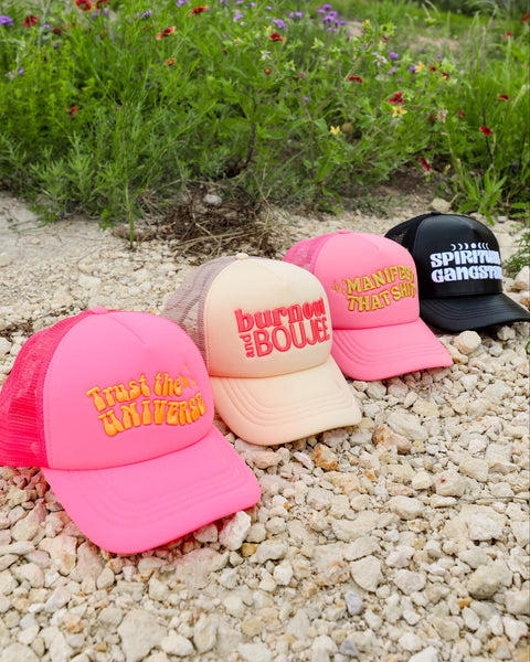 Hot Pink "Trust The Universe" Trucker Hat - The Lace Cactus