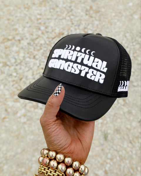 Black "Spiritual Gangster" Trucker Hat - The Lace Cactus