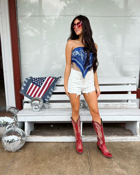 Paisley Blue Bandana Top - The Lace Cactus