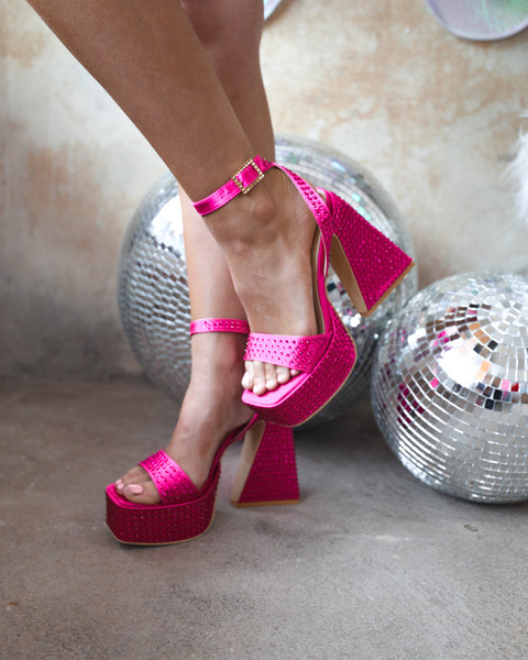 Dazzle Fuchsia Rhinestone Heels - The Lace Cactus