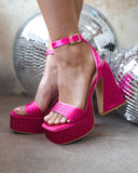 Dazzle Fuchsia Rhinestone Heels - The Lace Cactus