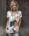 Cellen Cow Print + Button Top - The Lace Cactus