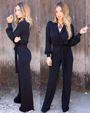 Blossom Black V-Neck Jumpsuit - The Lace Cactus