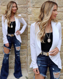 White Draped Blazer - The Lace Cactus