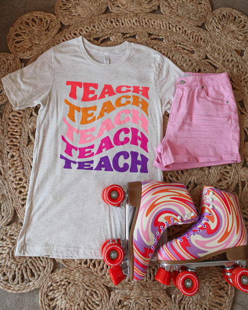 Oatmeal "Teach" Graphic Tee - The Lace Cactus