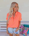 Lilah Neon Orange Short Sleeve Top - The Lace Cactus