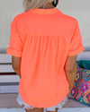 Lilah Neon Orange Short Sleeve Top - The Lace Cactus