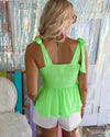 Lillie Neon Lime Peplum Tank - The Lace Cactus