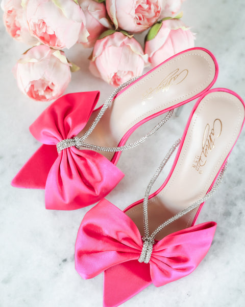 Kollia Fuchsia Bow Heels - The Lace Cactus