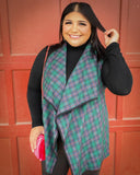 Gracey Green Plaid Vest *PLUS* - The Lace Cactus