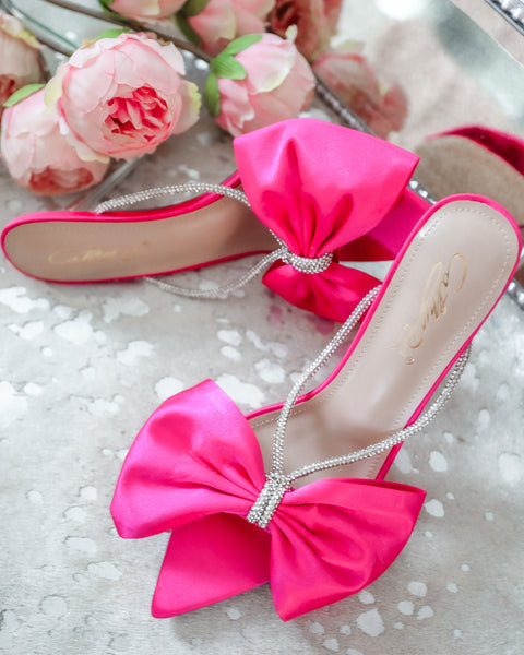 Kollia Fuchsia Bow Heels - The Lace Cactus