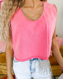 Princess Pink Oversized Crop Top - The Lace Cactus