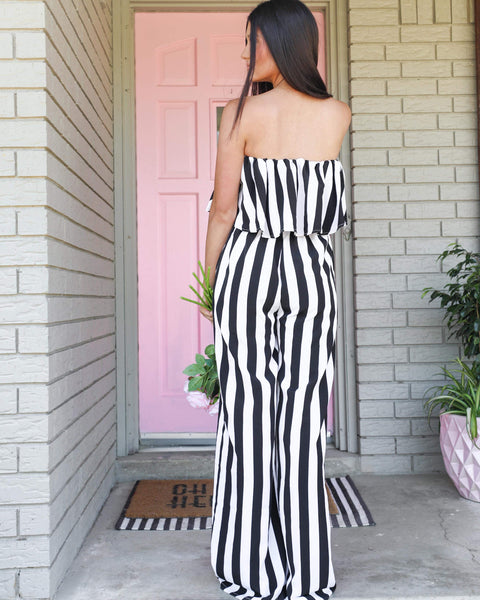 Binnie Black Stripe Jumpsuit - The Lace Cactus