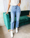 Vintage Blue Leopard High Waist Washed Jeans - The Lace Cactus