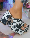 Sofia Cow Print Platform Shoes - The Lace Cactus