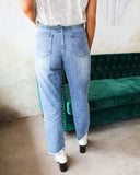 Vintage Blue Leopard High Waist Washed Jeans - The Lace Cactus