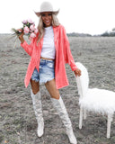 Dutton Coral Suede Jacket - The Lace Cactus